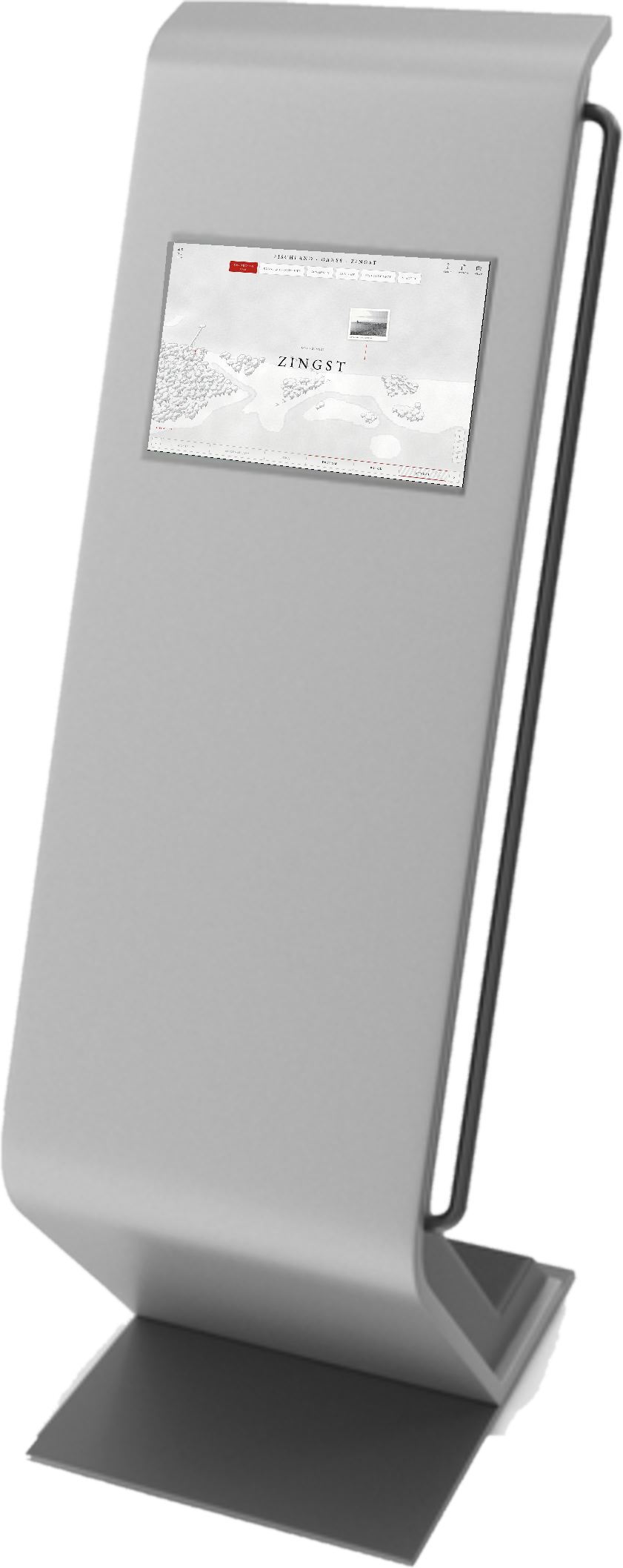 Stele mit der interaktiven Entdeckerkarte Fischland Darß Zingst
